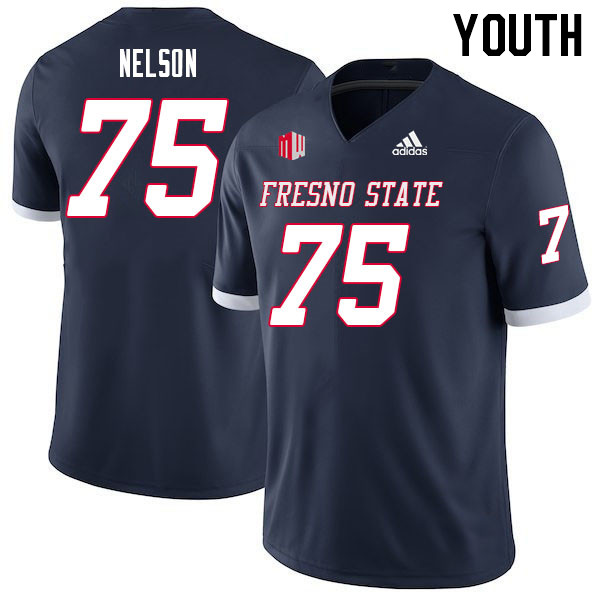 Youth #75 Braylen Nelson Fresno State Bulldogs College Football Jerseys Sale-Navy